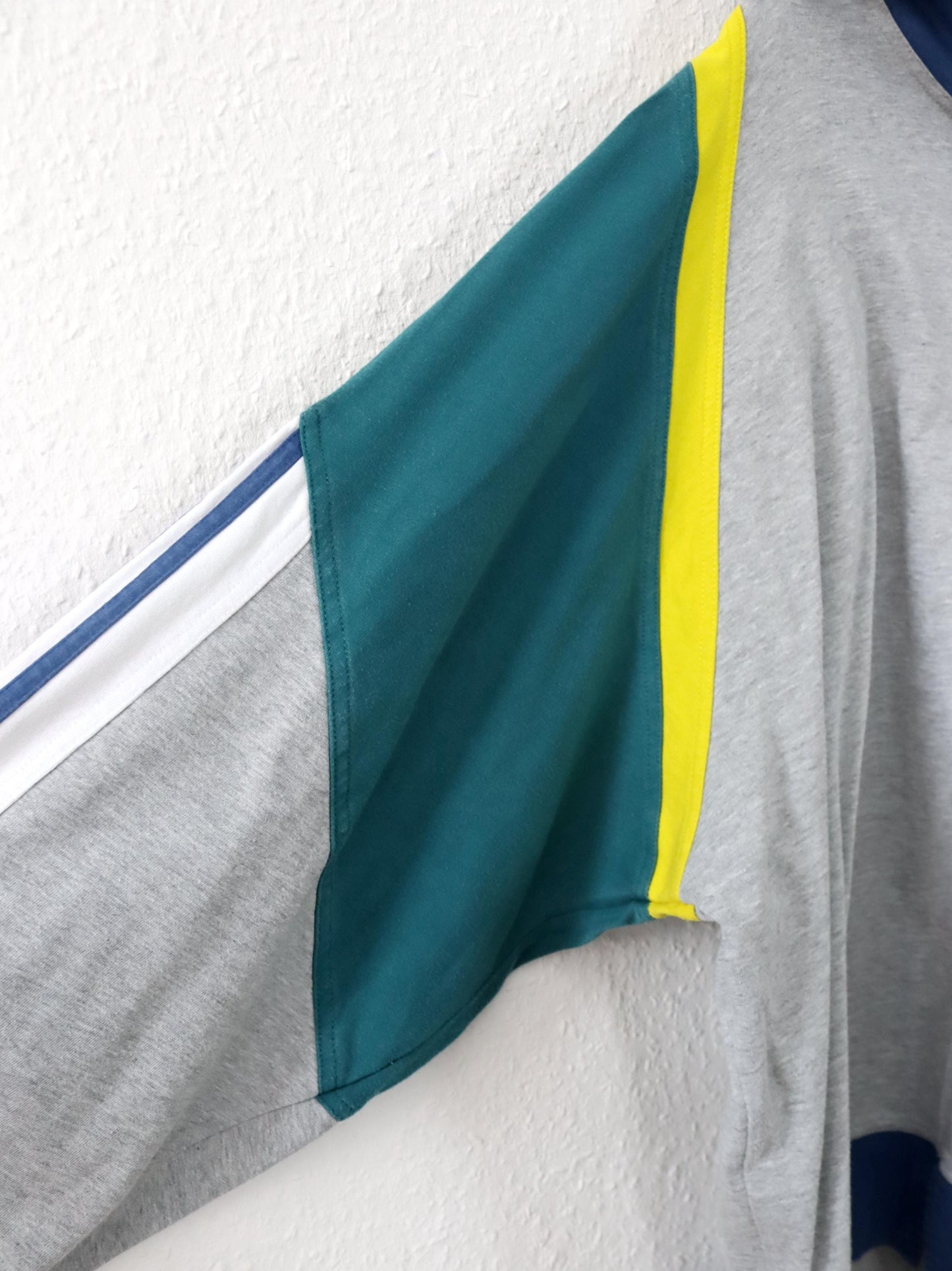 Vintage 80er 90er ADIDAS Cross Trainings Hoodie Pullover grau blau grün gelb D7 L