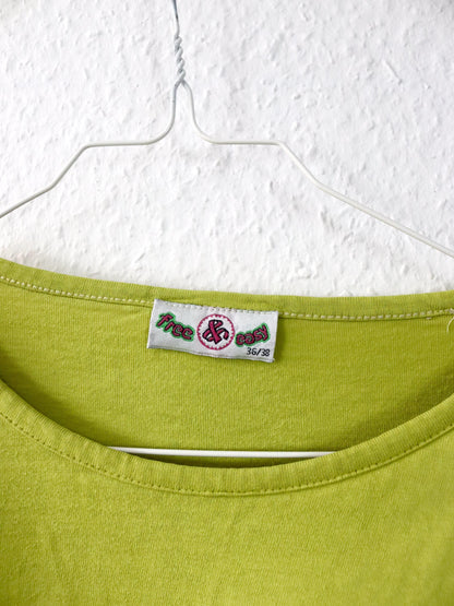 Vintage 80er 90er FREE & EASY Crop Top Shirt kurzarm Schulterbreite 36/38
