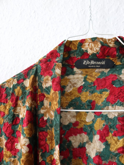 Vintage 80er 90er DE BERNARDI Milano Kimono Mantel gemustert rot grün M