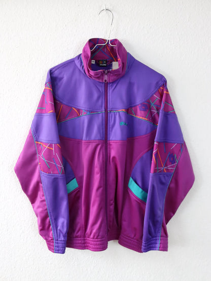 Vintage 80er 90er LOTTO Trainingsjacke Jacke Stehkragen Lila pink M