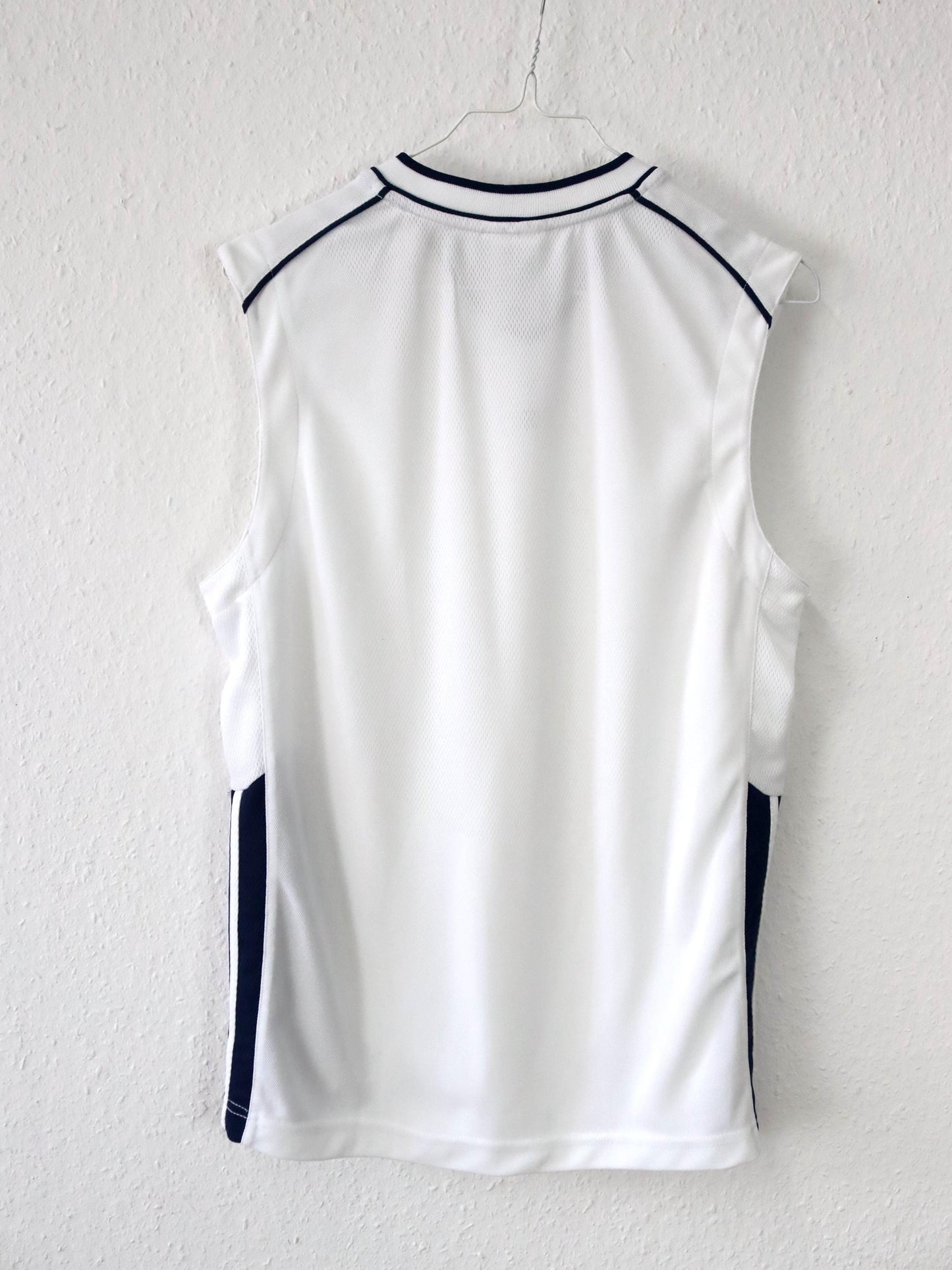 Vintage 80s 90s ADIDAS Tank Top Sleeveless White Dark Blue D40