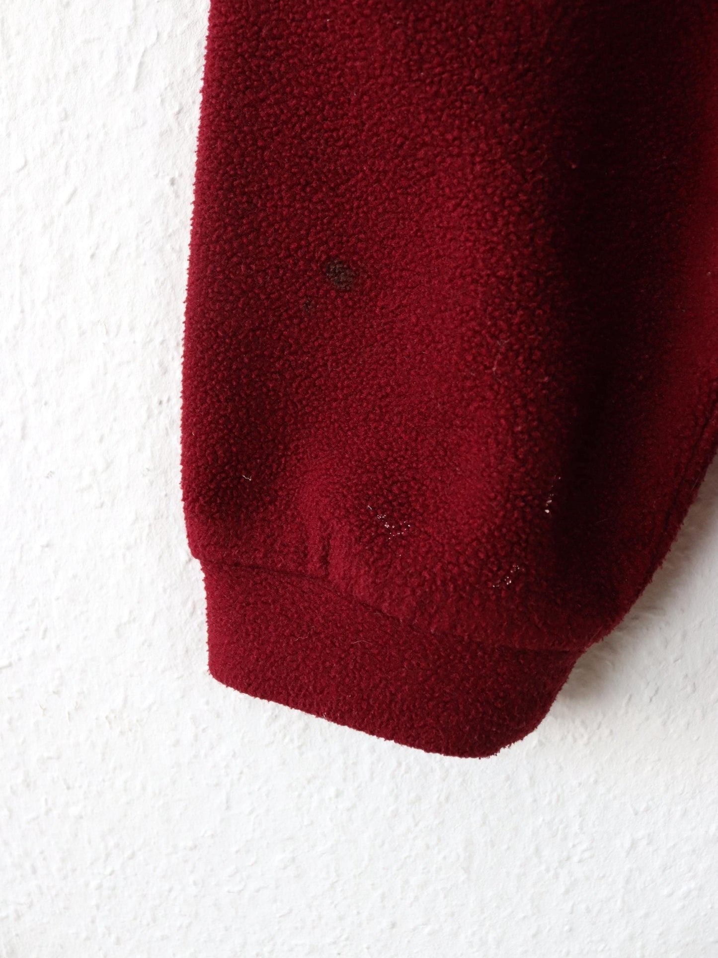 Vintage 80er 90er THINK PINK Fleecepullover Stehkragen bordeaux Stickerei XXL