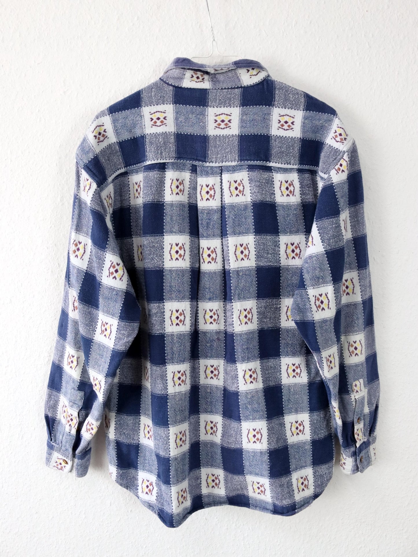 Vintage 80s 90s GOLD SHIRT flannel shirt long sleeve crazy pattern S/M