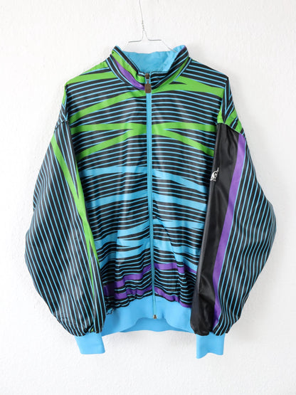 Vintage 80s 90s AUSTRALIAN Track Jacket Vest crazy pattern blue green purple 50 M/L