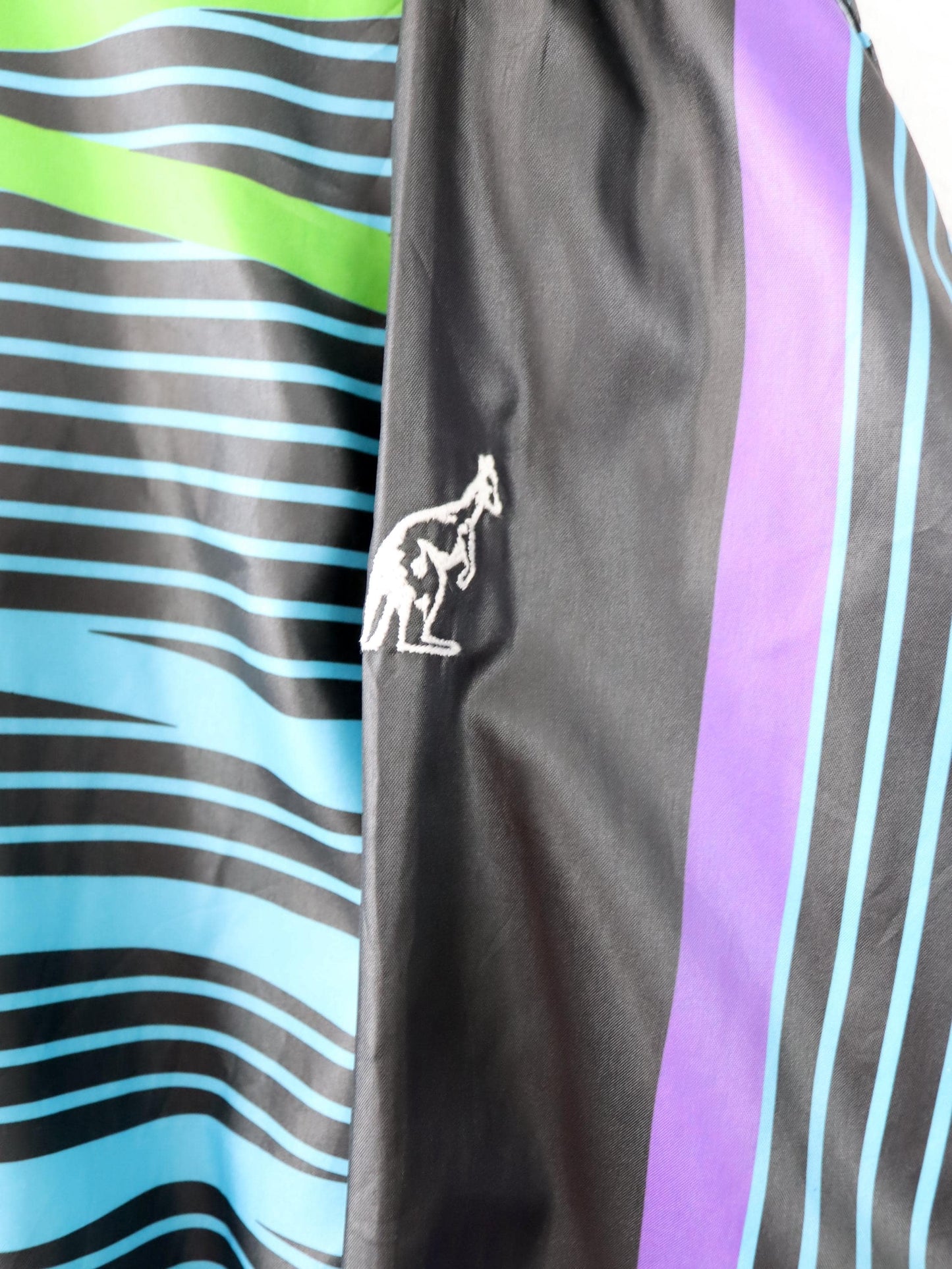 Vintage 80s 90s AUSTRALIAN Track Jacket Vest crazy pattern blue green purple 50 M/L