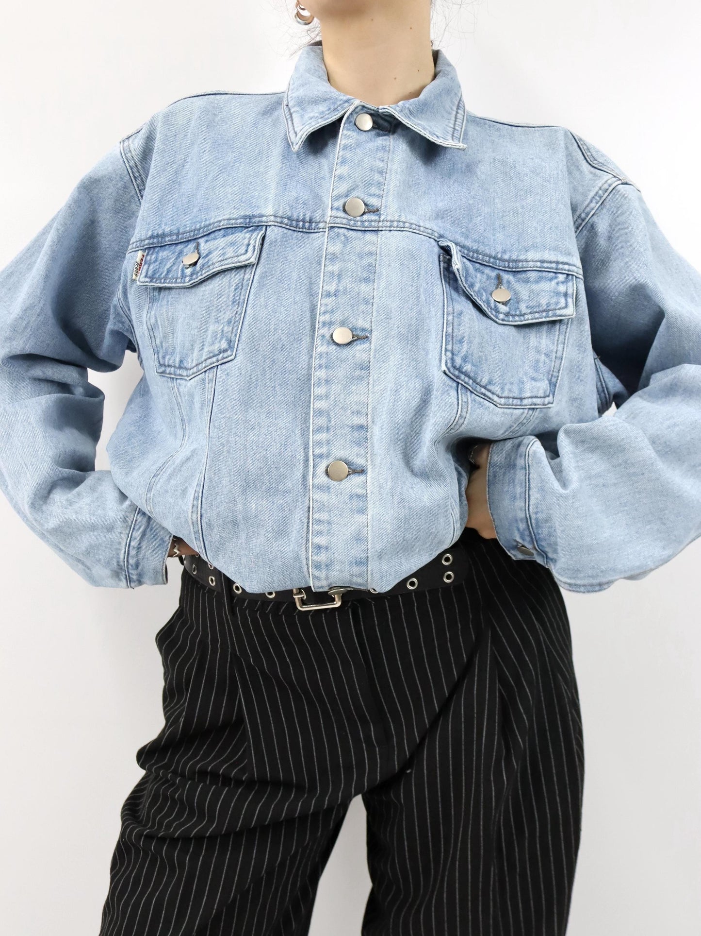 Vintage 80er 90er GIANA FEROTI Jeansjacke Jacke hellblau Denim XL