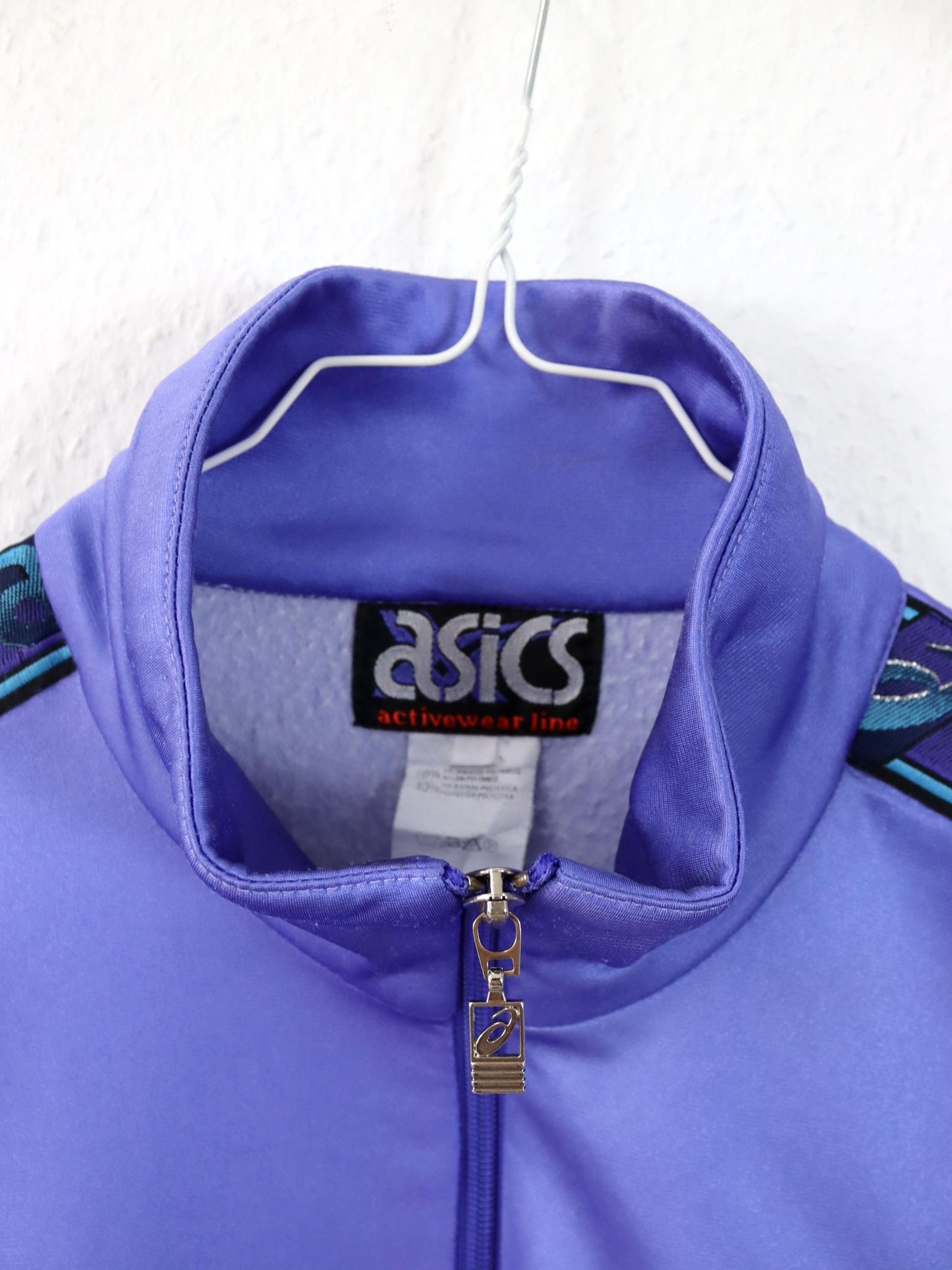 Vintage 80er 90er ASICS Trainingsjacke Jacke Stehkragen lila L
