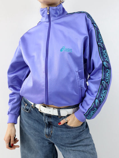 Vintage 80er 90er ASICS Trainingsjacke Jacke Stehkragen lila L