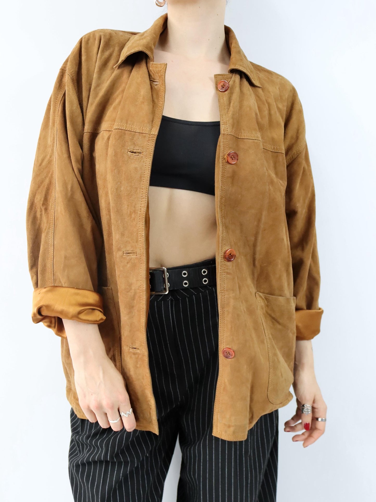 Vintage 80er 90er VSK Wildlederhemd Jacke Wildleder braun 40