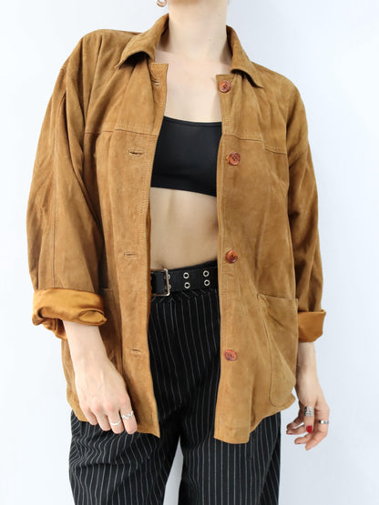 Vintage 80er 90er VSK Wildlederhemd Jacke Wildleder braun 40
