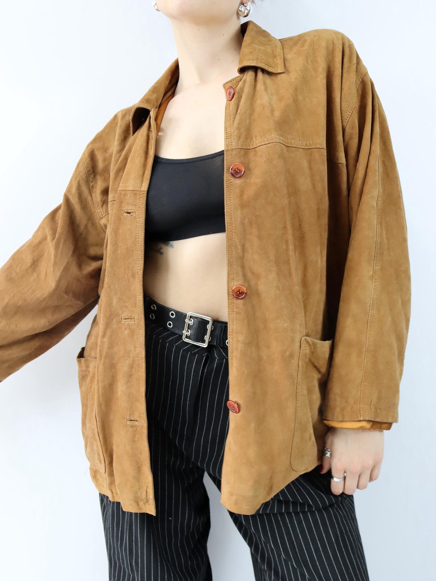 Vintage 80er 90er VSK Wildlederhemd Jacke Wildleder braun 40