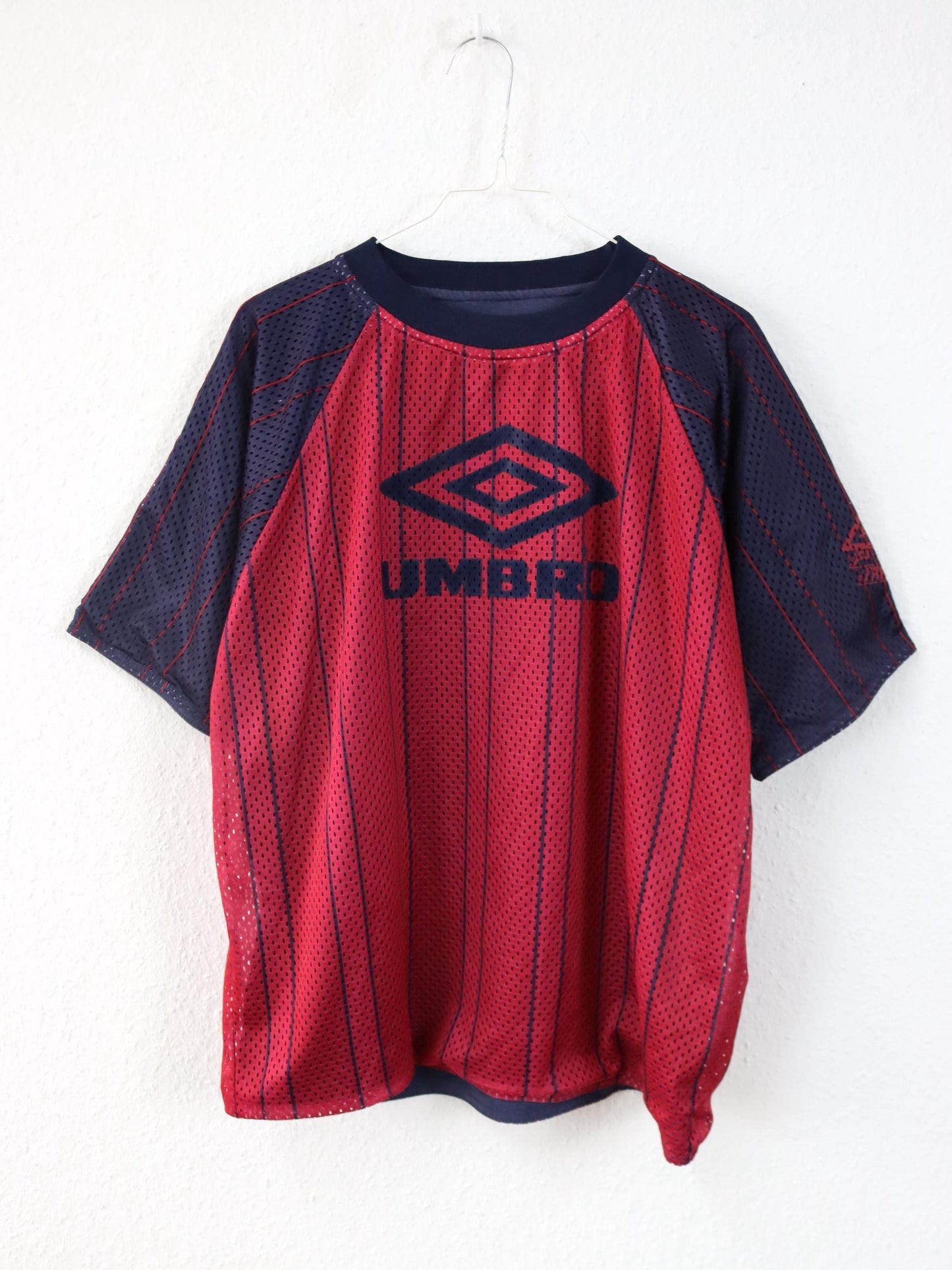Vintage 80er 90er UMBRO Wendeshirt Trikot reversible dunkelblau rot M