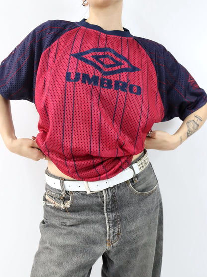 Vintage 80er 90er UMBRO Wendeshirt Trikot reversible dunkelblau rot M