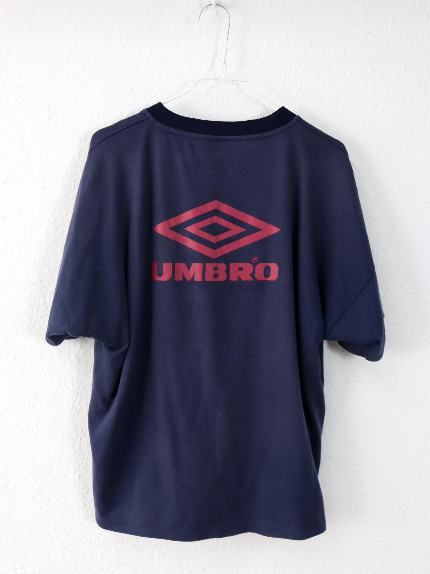 Vintage 80er 90er UMBRO Wendeshirt Trikot reversible dunkelblau rot M