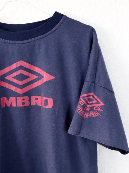 Vintage 80er 90er UMBRO Wendeshirt Trikot reversible dunkelblau rot M