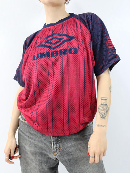 Vintage 80er 90er UMBRO Wendeshirt Trikot reversible dunkelblau rot M