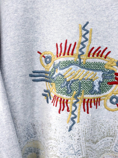 Vintage 80er 90er THINK PINK Sweatshirt Pullover Print Stickerei M