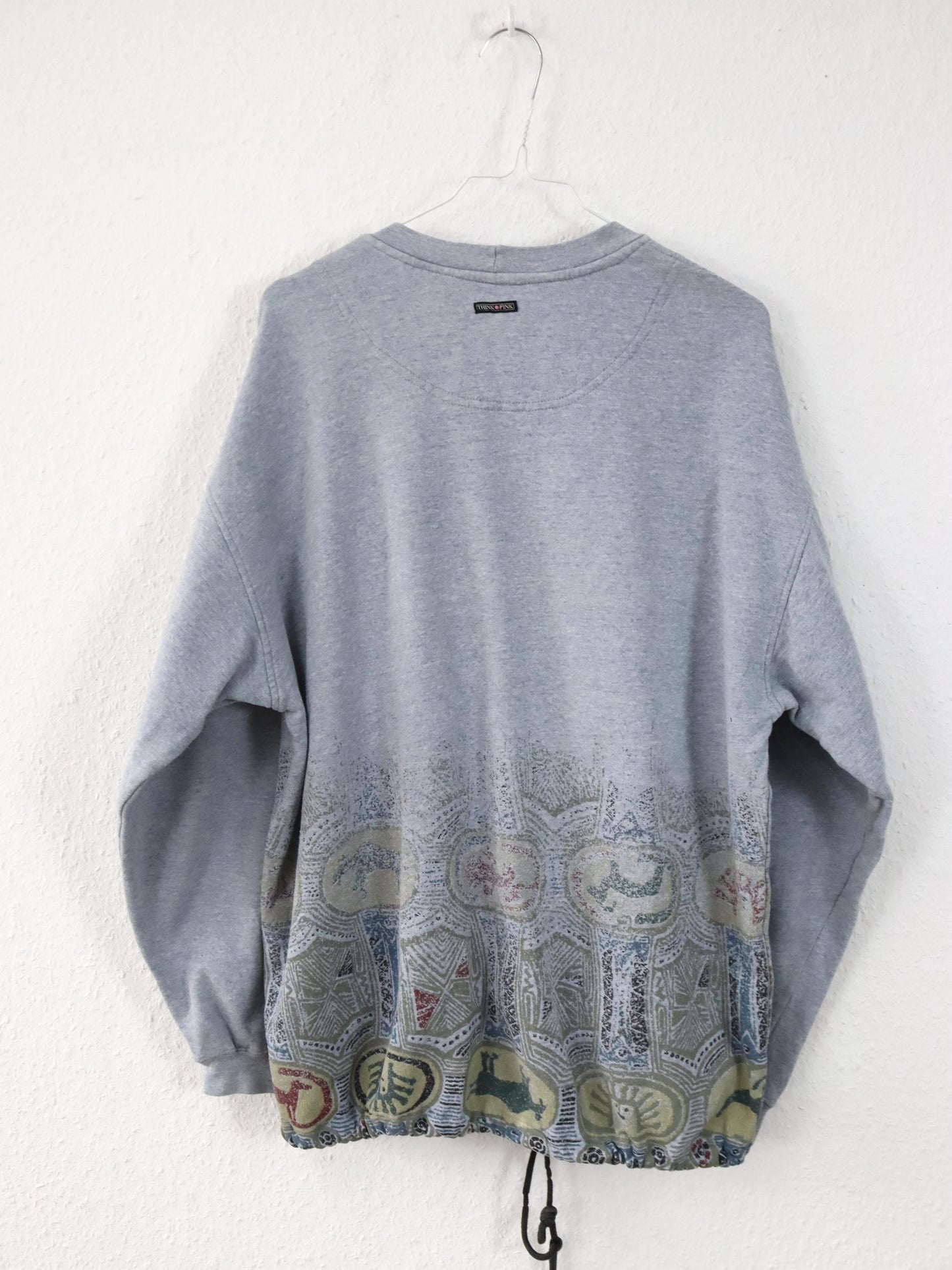 Vintage 80er 90er THINK PINK Sweatshirt Pullover Print Stickerei M