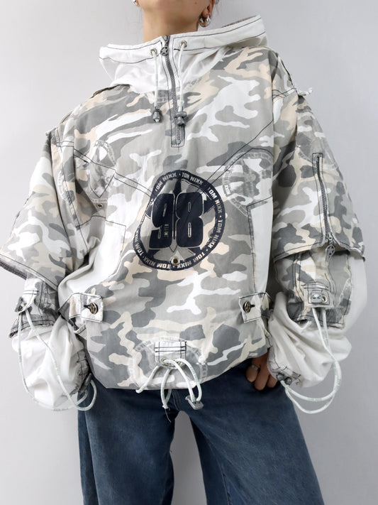 Vintage 90er 00er Y2k TOM NIXX Windbreaker Überziehjacke Jacke Camouflage Designer Berlin XXL