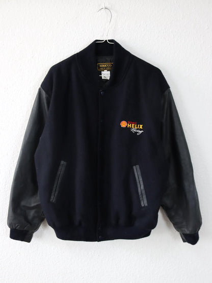 Vintage 80er 90er SIRICCO Racingjacke Bomberjacke Leder Wolle Shell Helix Racing Varsity Style Made in Australia M