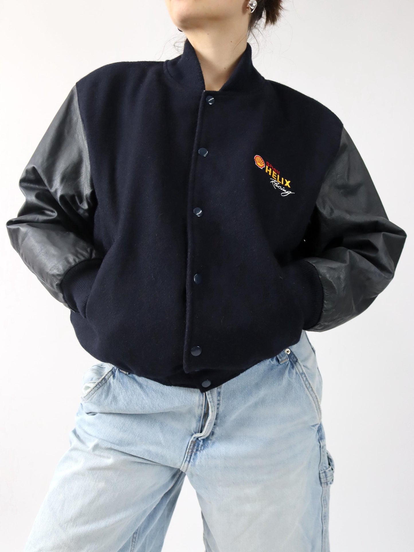 Vintage 80er 90er SIRICCO Racingjacke Bomberjacke Leder Wolle Shell Helix Racing Varsity Style Made in Australia M