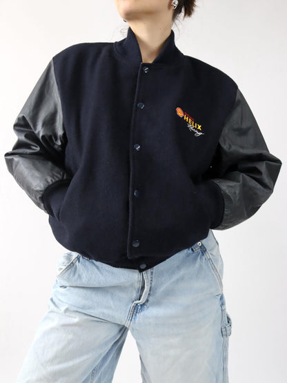 Vintage 80er 90er SIRICCO Racingjacke Bomberjacke Leder Wolle Shell Helix Racing Varsity Style Made in Australia M