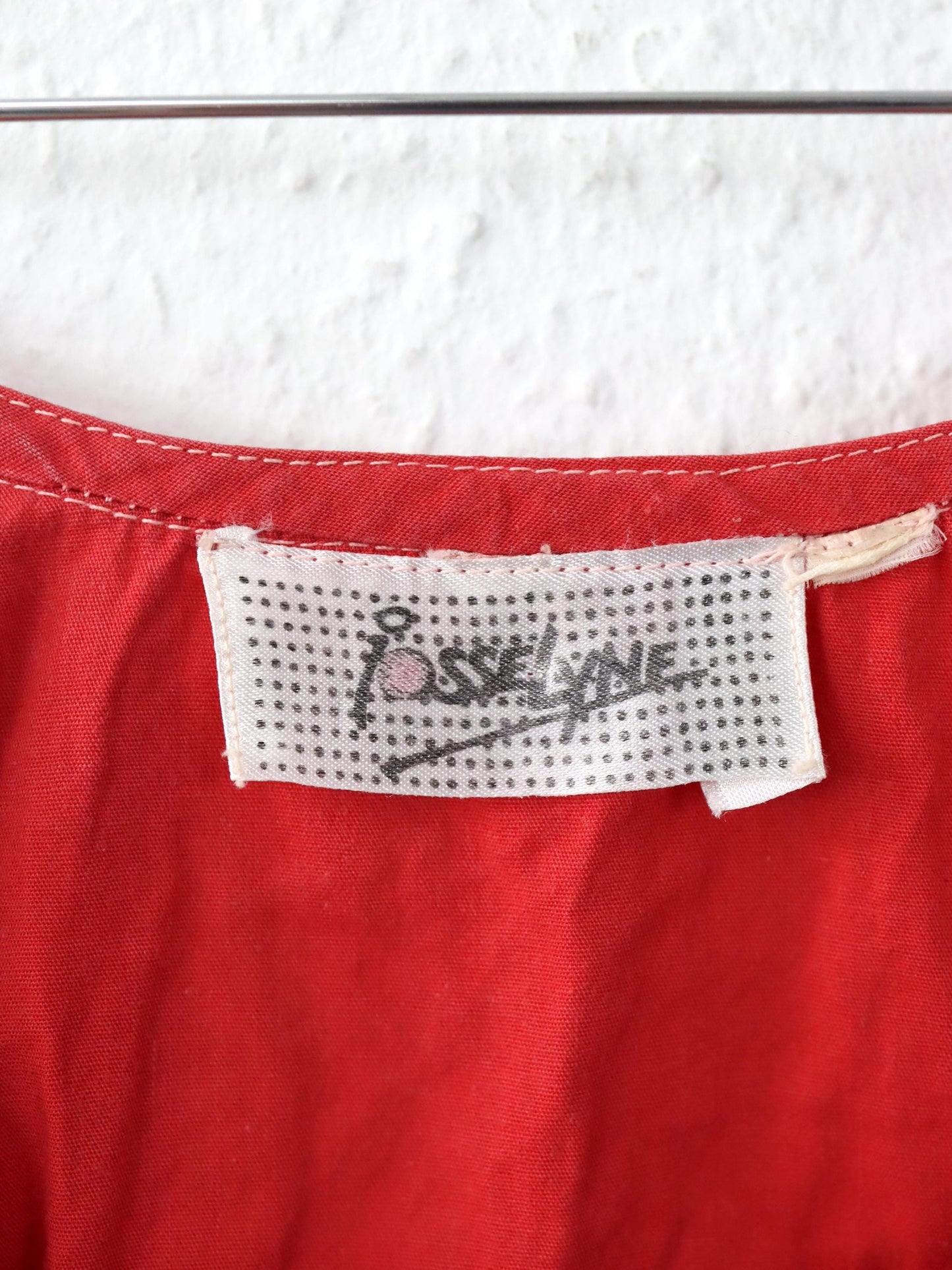Vintage 80er 90er IOSSELYNE Bluse ärmellos Pailletten rot Knopfleiste S