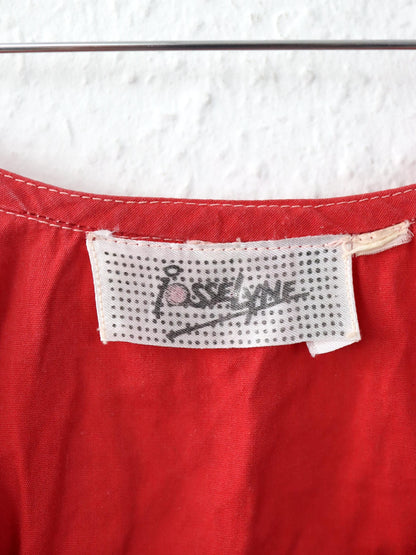Vintage 80er 90er IOSSELYNE Bluse ärmellos Pailletten rot Knopfleiste S