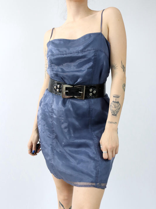 Vintage 90er 00er United Colors of BENETTON Trägerkleid Satin blau L