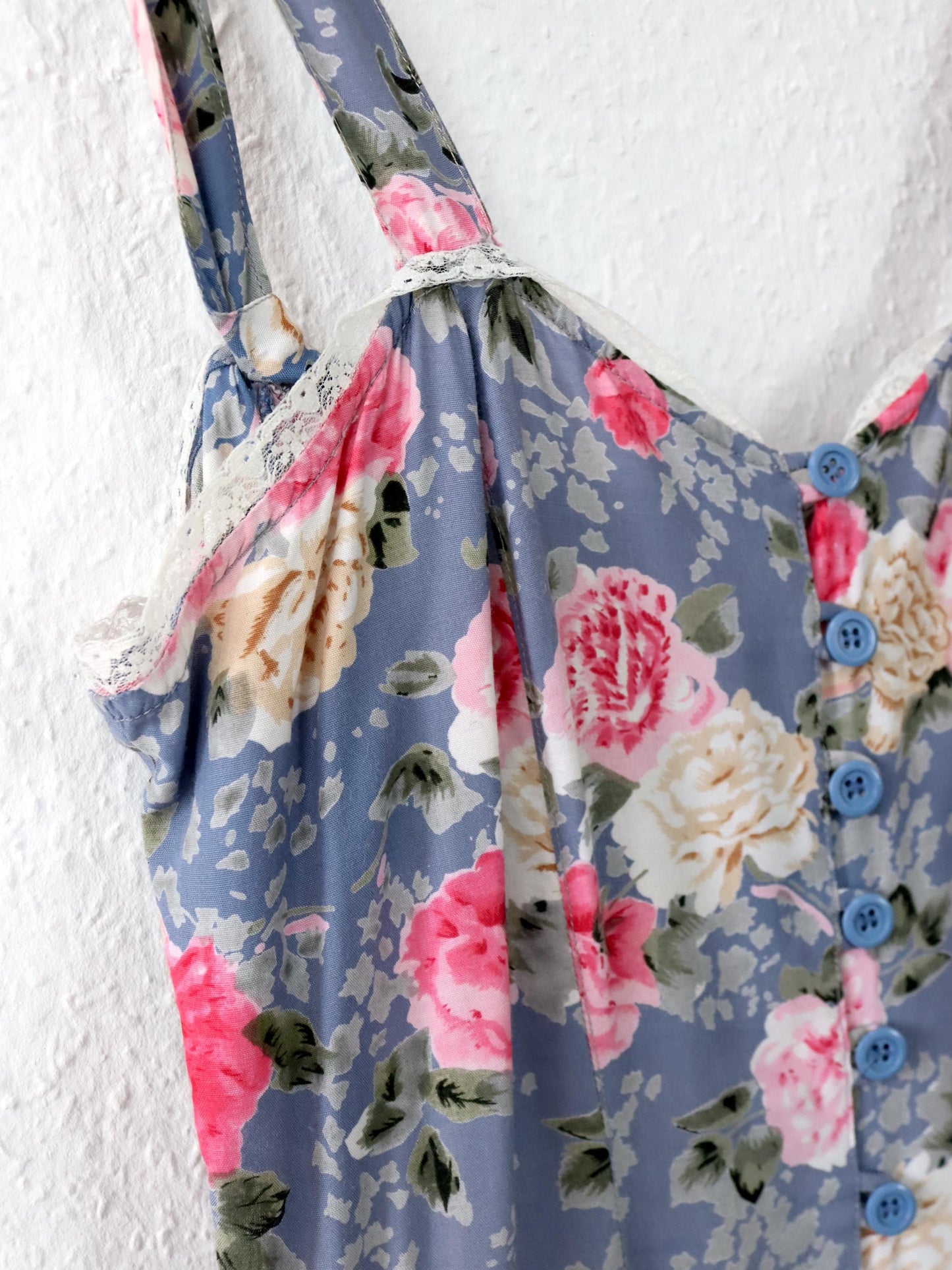 Vintage 80er 90er Minikleid Kleid Coquette Blumenmuster Spitze Viskose 38