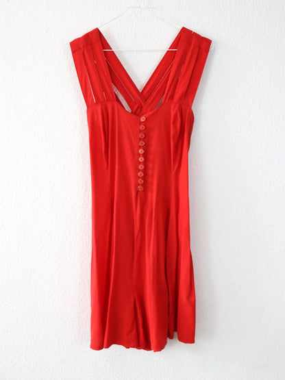 Vintage 80er 90er CHRISTIAN LE BACC Paris Jumpsuit Einteiler rot ärmellos Viskose 40