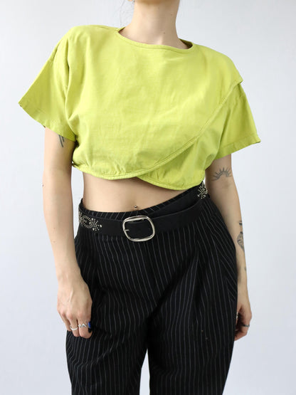 Vintage 80er 90er FREE & EASY Crop Top Shirt kurzarm Schulterbreite 36/38