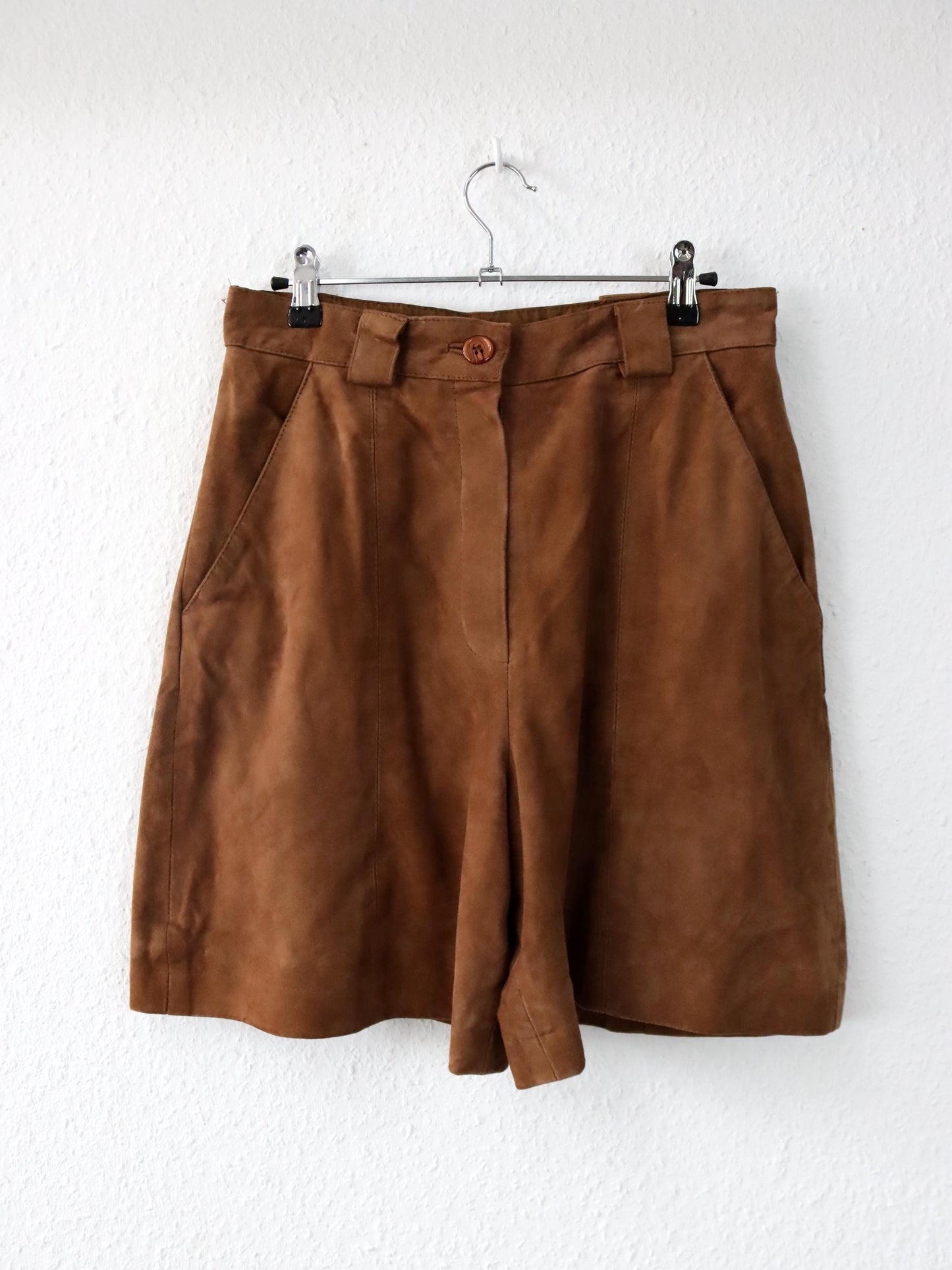 Vintage 80er 90er COPACABANA Zweiteiler Weste Bermudashorts Wildleder braun 40