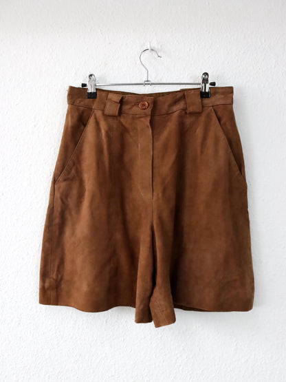 Vintage 80er 90er COPACABANA Zweiteiler Weste Bermudashorts Wildleder braun 40