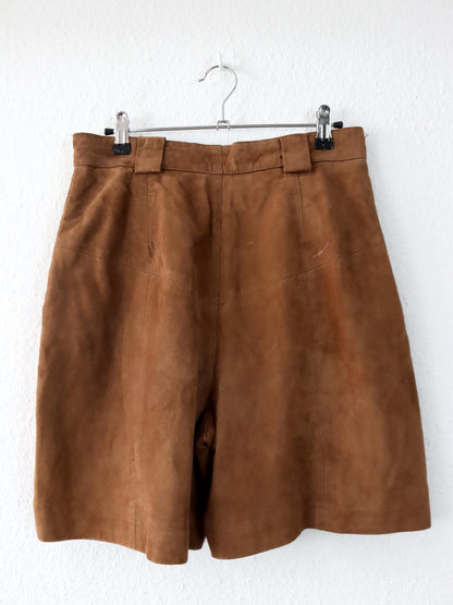 Vintage 80er 90er COPACABANA Zweiteiler Weste Bermudashorts Wildleder braun 40