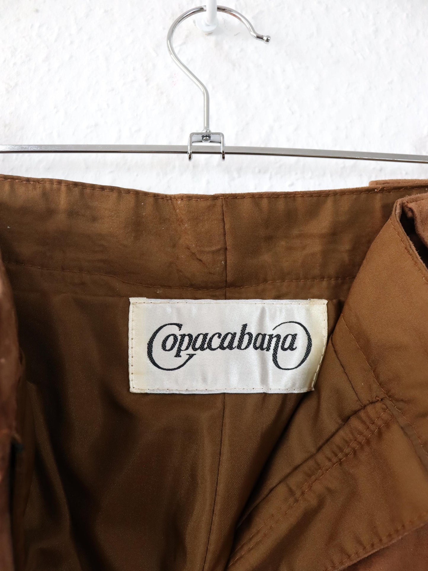 Vintage 80er 90er COPACABANA Zweiteiler Weste Bermudashorts Wildleder braun 40