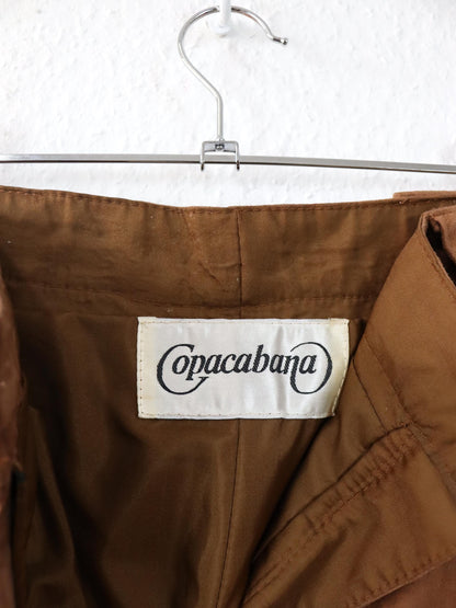 Vintage 80er 90er COPACABANA Zweiteiler Weste Bermudashorts Wildleder braun 40