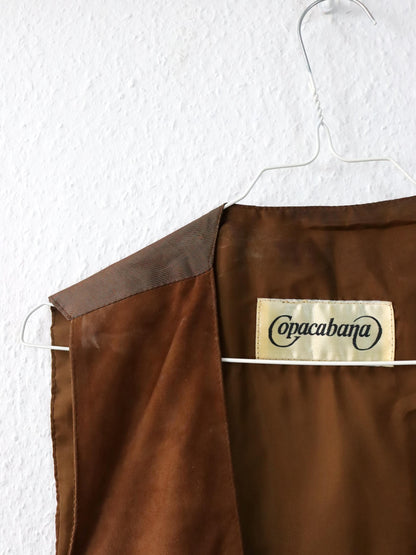 Vintage 80er 90er COPACABANA Zweiteiler Weste Bermudashorts Wildleder braun 40