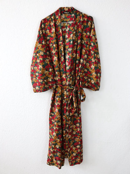 Vintage 80er 90er DE BERNARDI Milano Kimono Mantel gemustert rot grün M