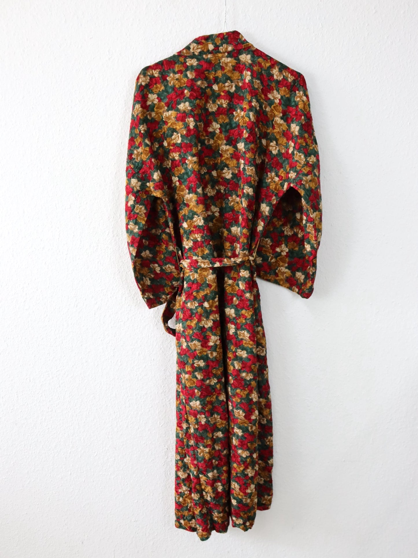 Vintage 80er 90er DE BERNARDI Milano Kimono Mantel gemustert rot grün M