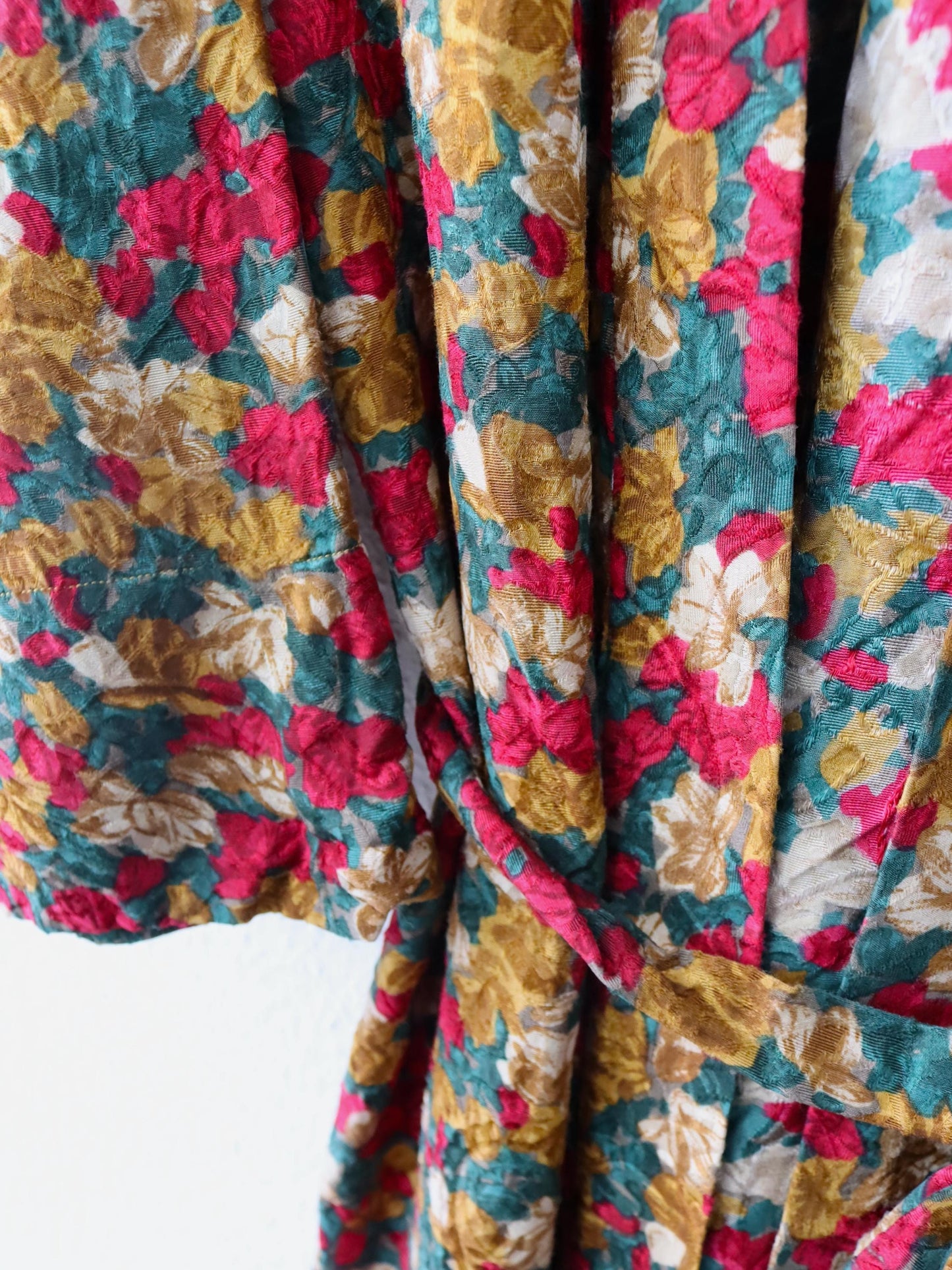 Vintage 80er 90er DE BERNARDI Milano Kimono Mantel gemustert rot grün M