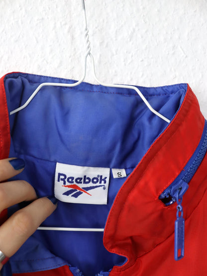 Vintage 80er 90er REEBOK Weste Cargoweste Utility Kapuze blau rot S