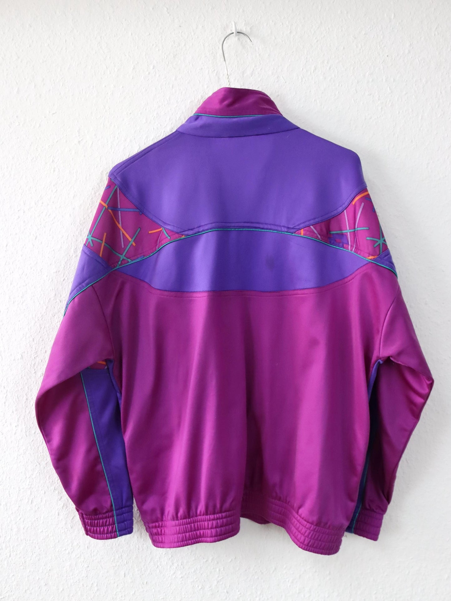 Vintage 80er 90er LOTTO Trainingsjacke Jacke Stehkragen Lila pink M