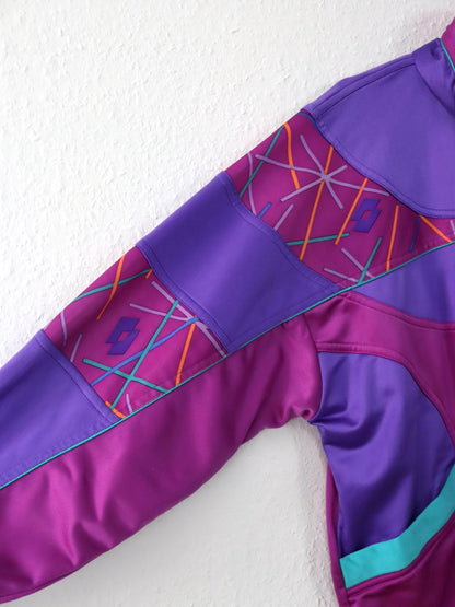 Vintage 80er 90er LOTTO Trainingsjacke Jacke Stehkragen Lila pink M