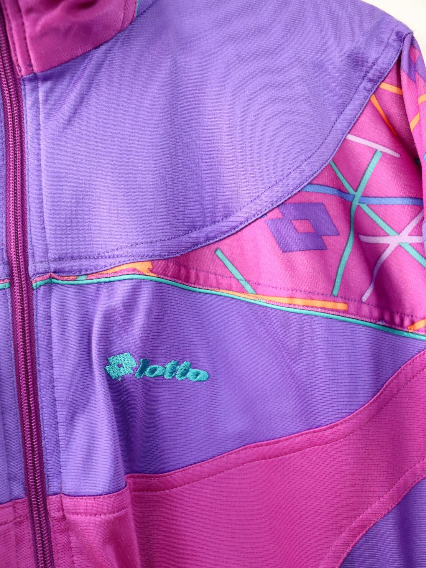 Vintage 80er 90er LOTTO Trainingsjacke Jacke Stehkragen Lila pink M