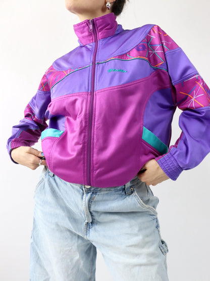 Vintage 80er 90er LOTTO Trainingsjacke Jacke Stehkragen Lila pink M