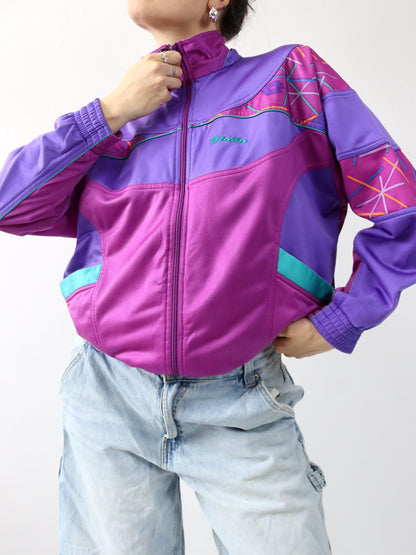 Vintage 80er 90er LOTTO Trainingsjacke Jacke Stehkragen Lila pink M