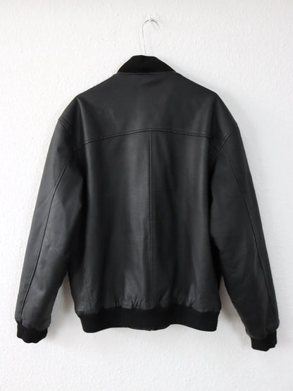 Vintage 80er 90er SHIELD Bomberjacke Lederjacke schwarz 52 L