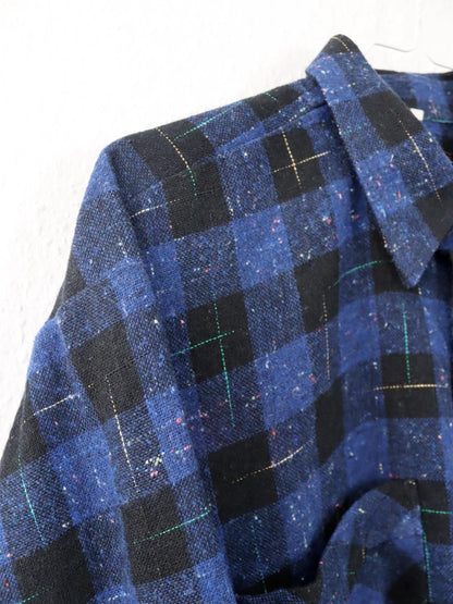 Vintage 80er 90er COTTON CLUB Flanellhemd Wolle langarm Hemd kariert M