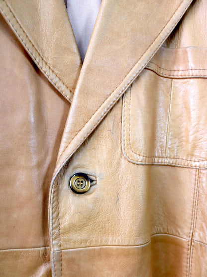 Vintage 80er 90er CREAZIONI ASSO Lederjacke Blazer Mantel hellbraun L